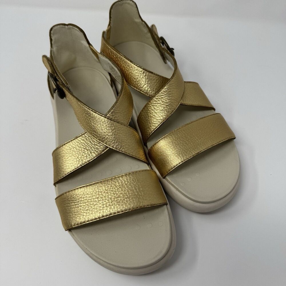 Vionic Harmony RX Gold Metallic Leather Recovery Sandals Womens Size 8 Orthotic